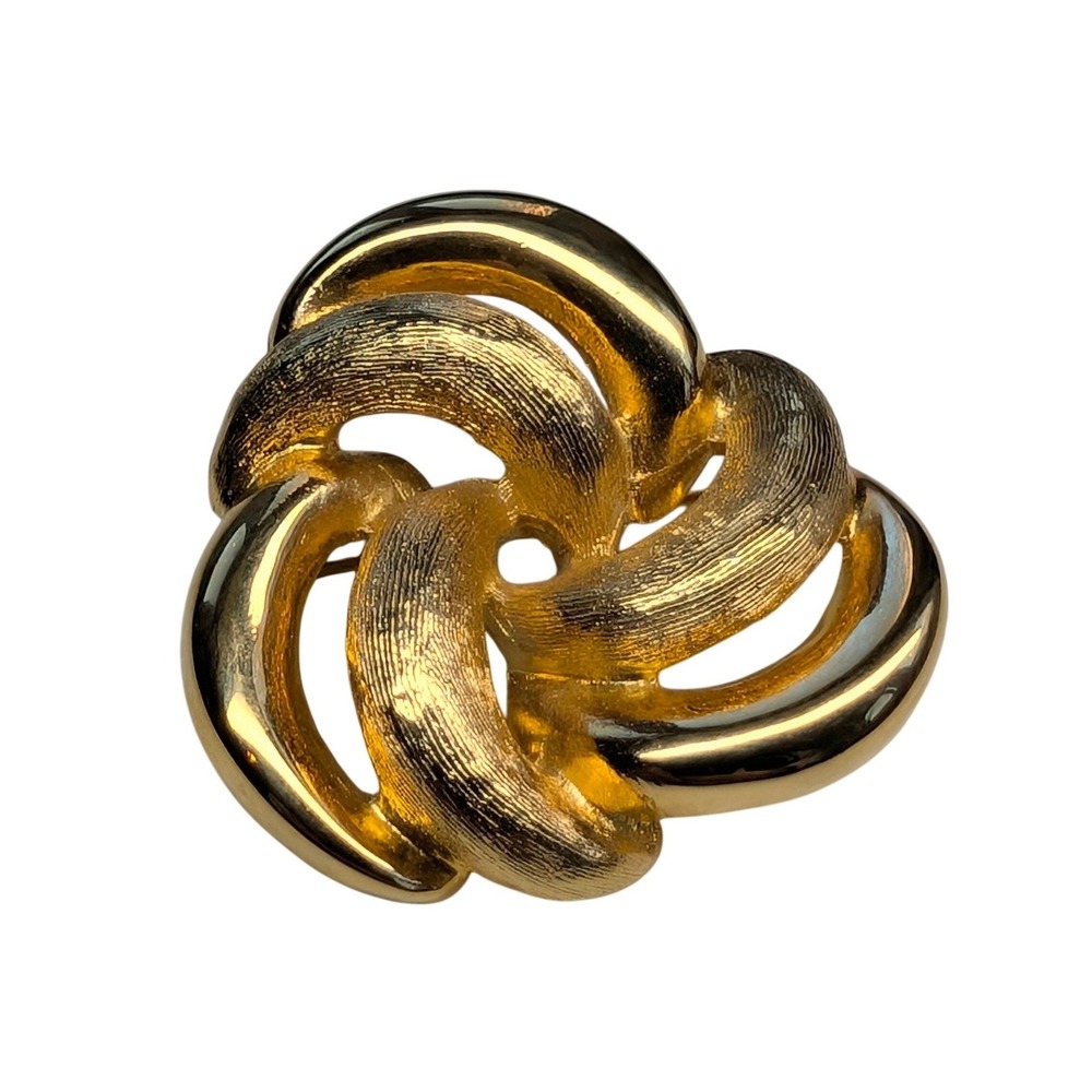 Vintage RADIANCE Gold Tone Swirl Brooch Textured Mid-Century Style